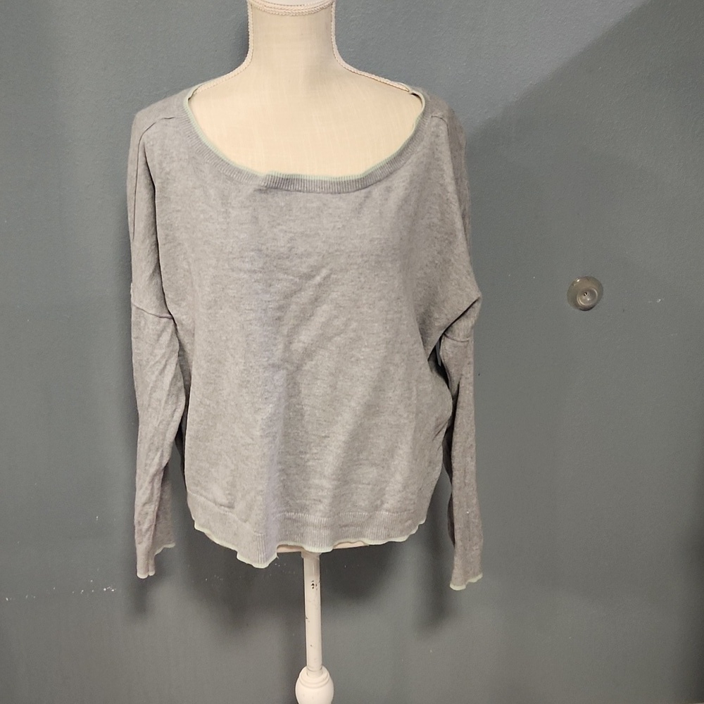 Victoria's secret Cashmere/ cotton off the shoulder scoop neck cropped sweater